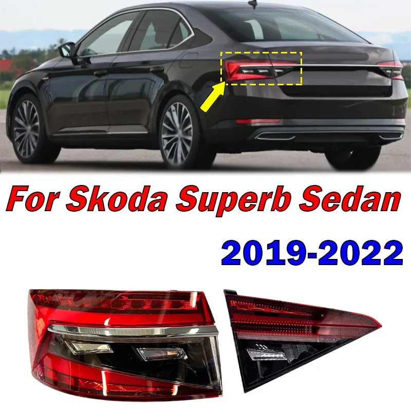 

For Skoda Superb 2019 2020 2021 2022 2023 Car Rear Bumper Tail Light Stop Warning Brake Light Signal Lamp Taillight Assembly