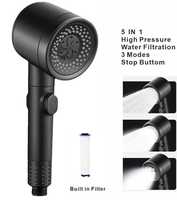3 Modes Large Panel 5 IN 1 Shower Head High Pressure Water Saving Massage Portable Filter Shower Hook Hose Bathroom Accessories
