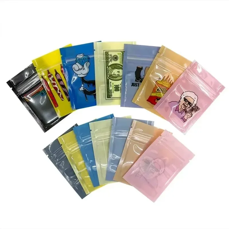 100 PCS 6x9cm Colors Clear Zip Lock Bag Smell Proof Cookie Packaging Customized Logo Cigar Bags Colors Small Pouch