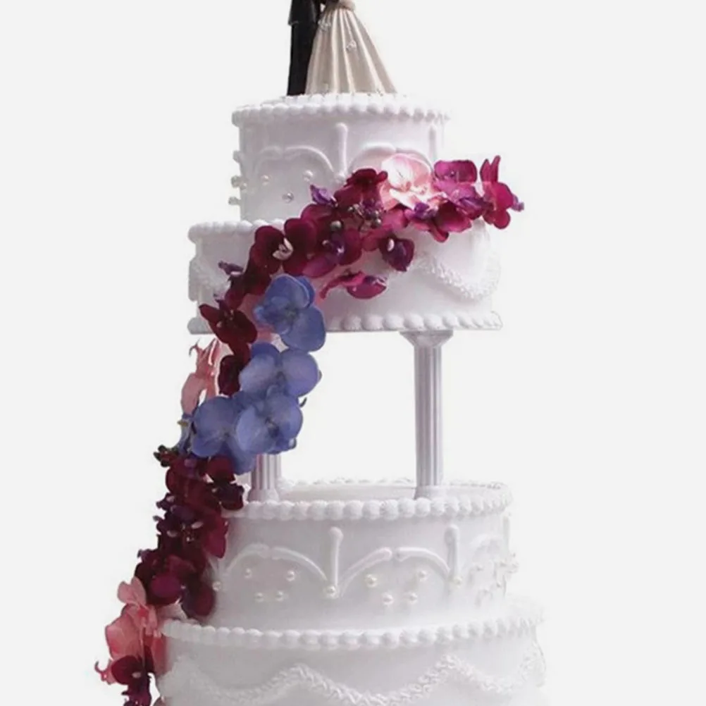 

8pcs Cake Supports Roman Column Decoration Vintage DIY Wedding Pillars Tiered Stacking Base Plastic Greek Columns