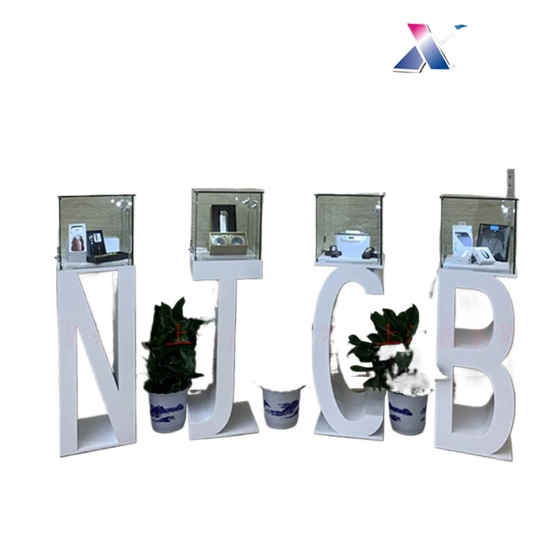 Painting Shaped Letter Showcase Creative Jewelry Cabinet Personalized Glass Showcase Boutique Exhibition Cabinet Jade Glass Cabi