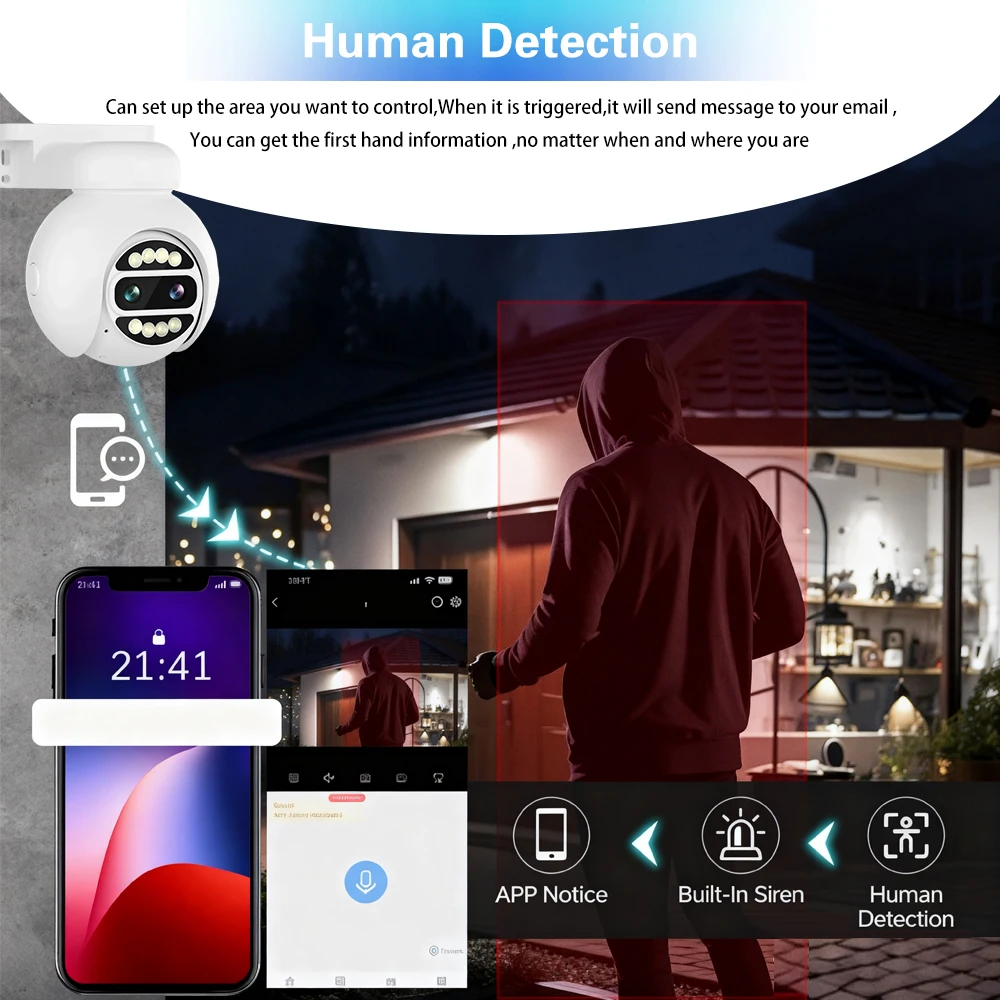 كاميرا POE PTZ عدسة مزدوجة 8MP 4K 8X تكبير رقمي اللون للرؤية الليلية الصوت الأمن مراقبة الفيديو CCTV كاميرات IP XMEye App #5