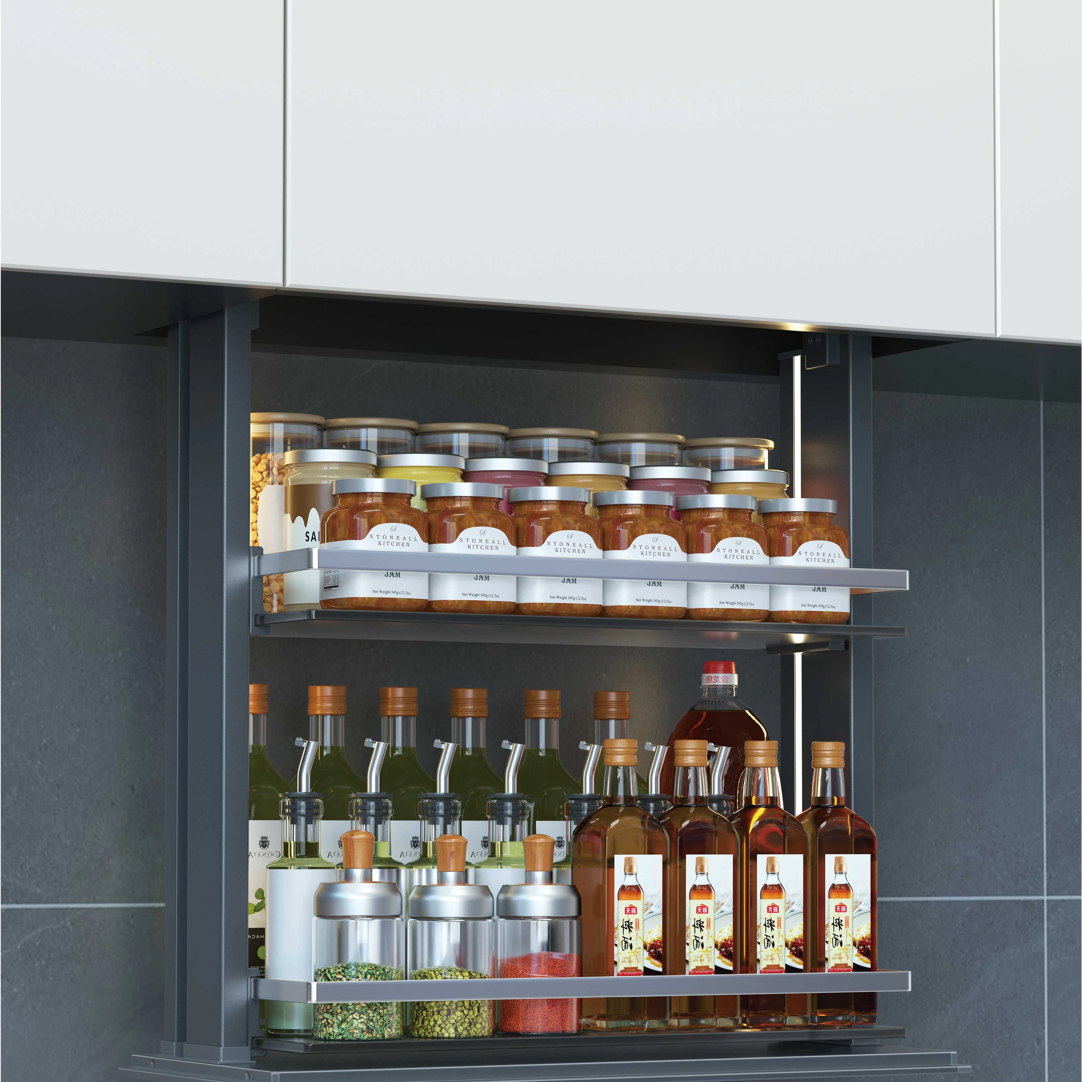 الذكية بهار بمحركات اكسسوارات المطبخ خزانة رفع سلة ذكي تخزين الرف المطبخ سلة قابلة للسحب مصعد #1