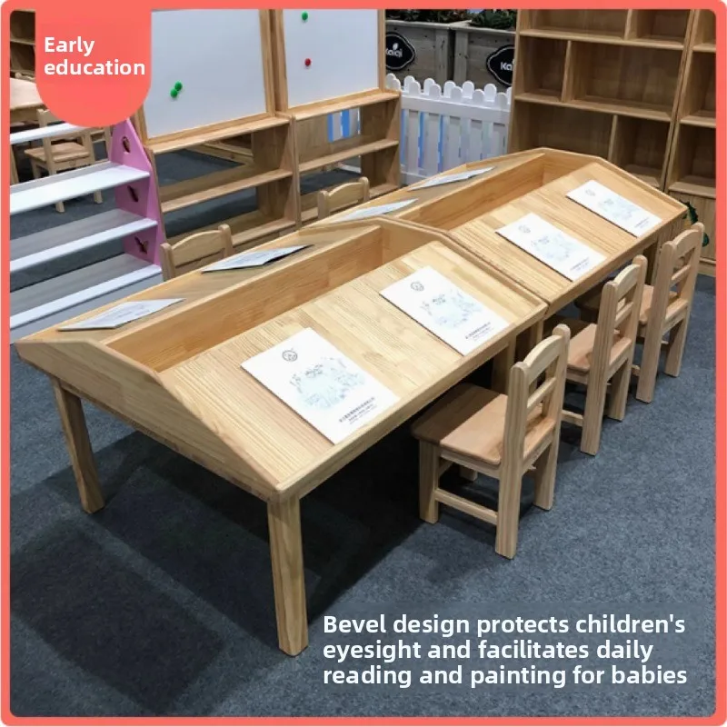 reading area reading table early education picture book library reading room library special beveled desks and chairs