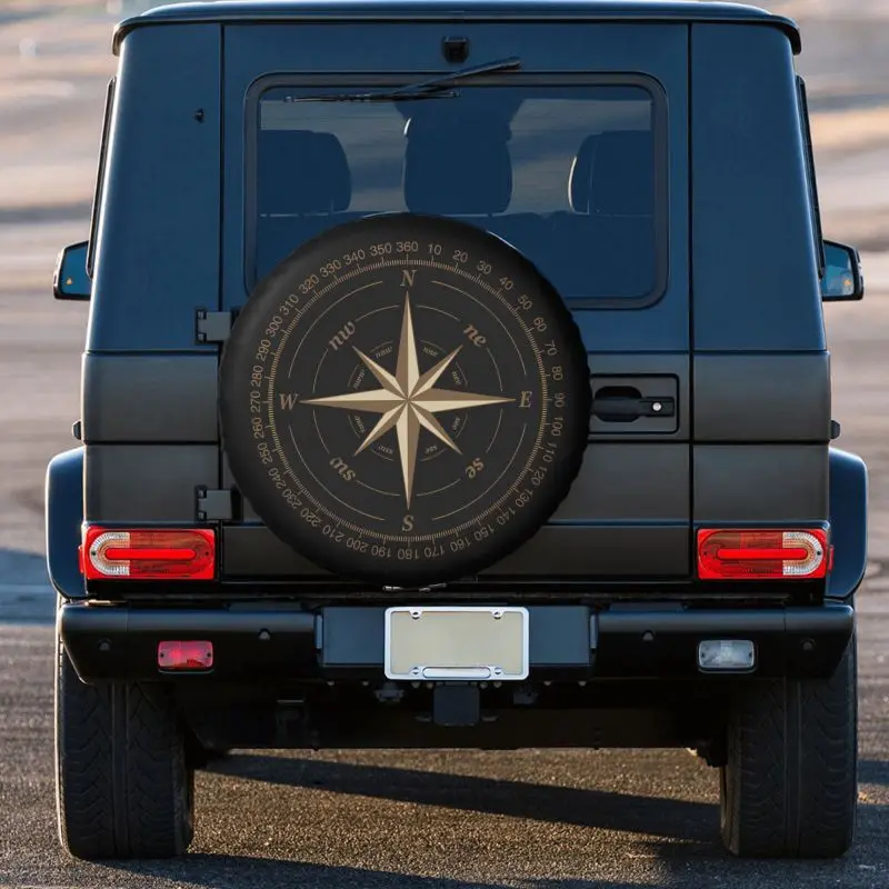 Custom Vintage Retro Compass Spare Tire Cover for Mitsubishi Pajero 4WD 4x4 RV Car Wheel Protectors 14\