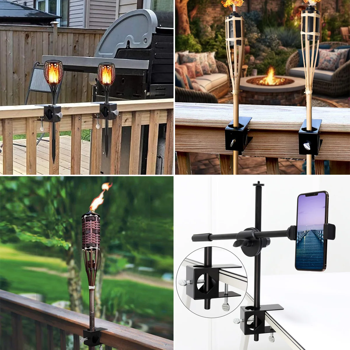 Universal Table Mount Clamp Pole Holder Deck Mount Clamp for Table / Deck / Fence