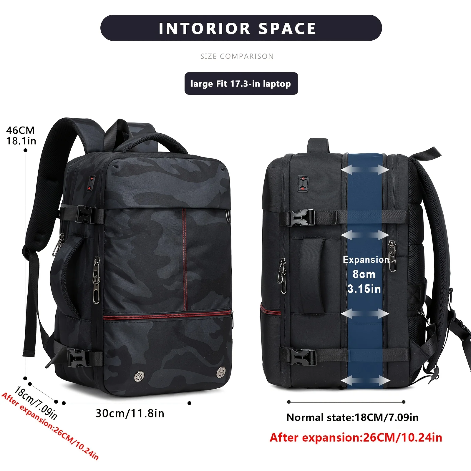 Backpack for men with a sense of luxury, expandable computer bag, multifunctional business travel waterproof travel bag, vacuum