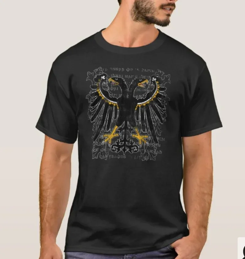 German Double-headed Eagle with Lord's Prayer T-Shirt 100% Cotton O-Neck Summer Short Sleeve Casual Mens T-shirt Size S-3XL