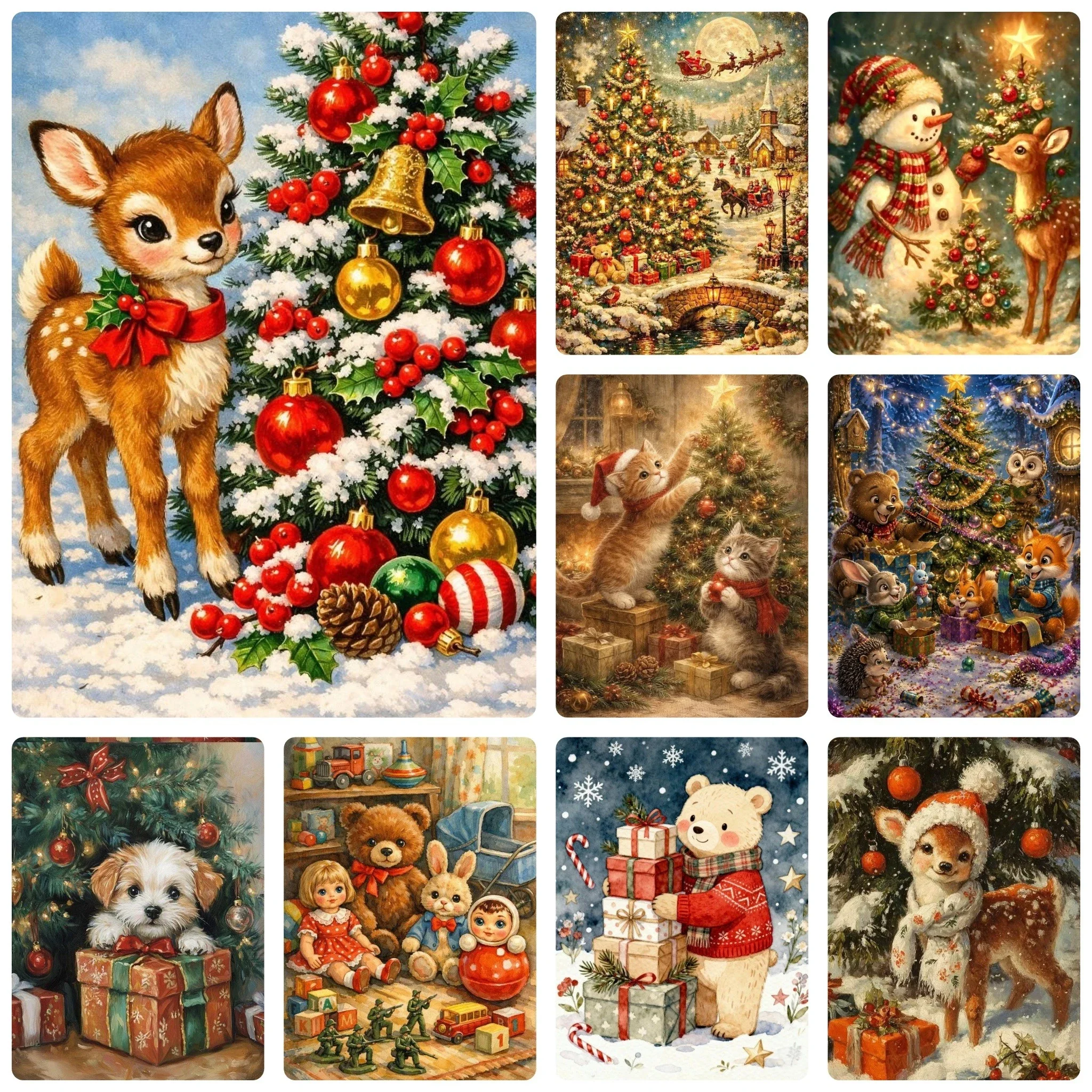 Art Craft Winter - Maak zelf een 5D-diamantkunstwerk, een vintage