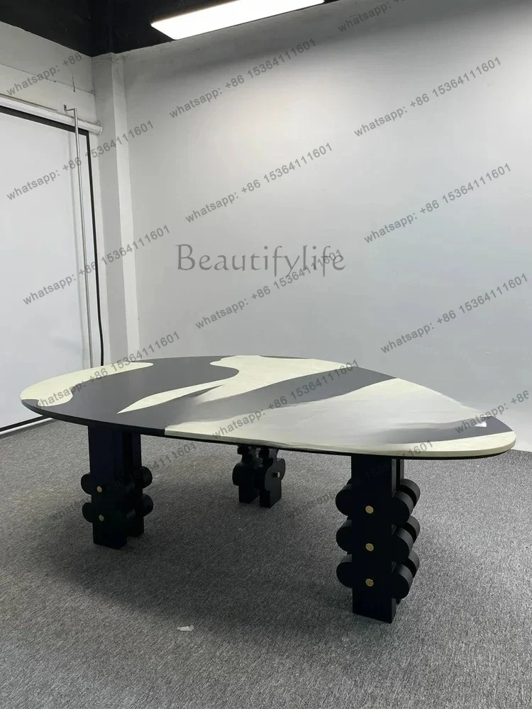 YJ  Retro hand-painted modern minimalist creative art negotiation desk home irregular dining table