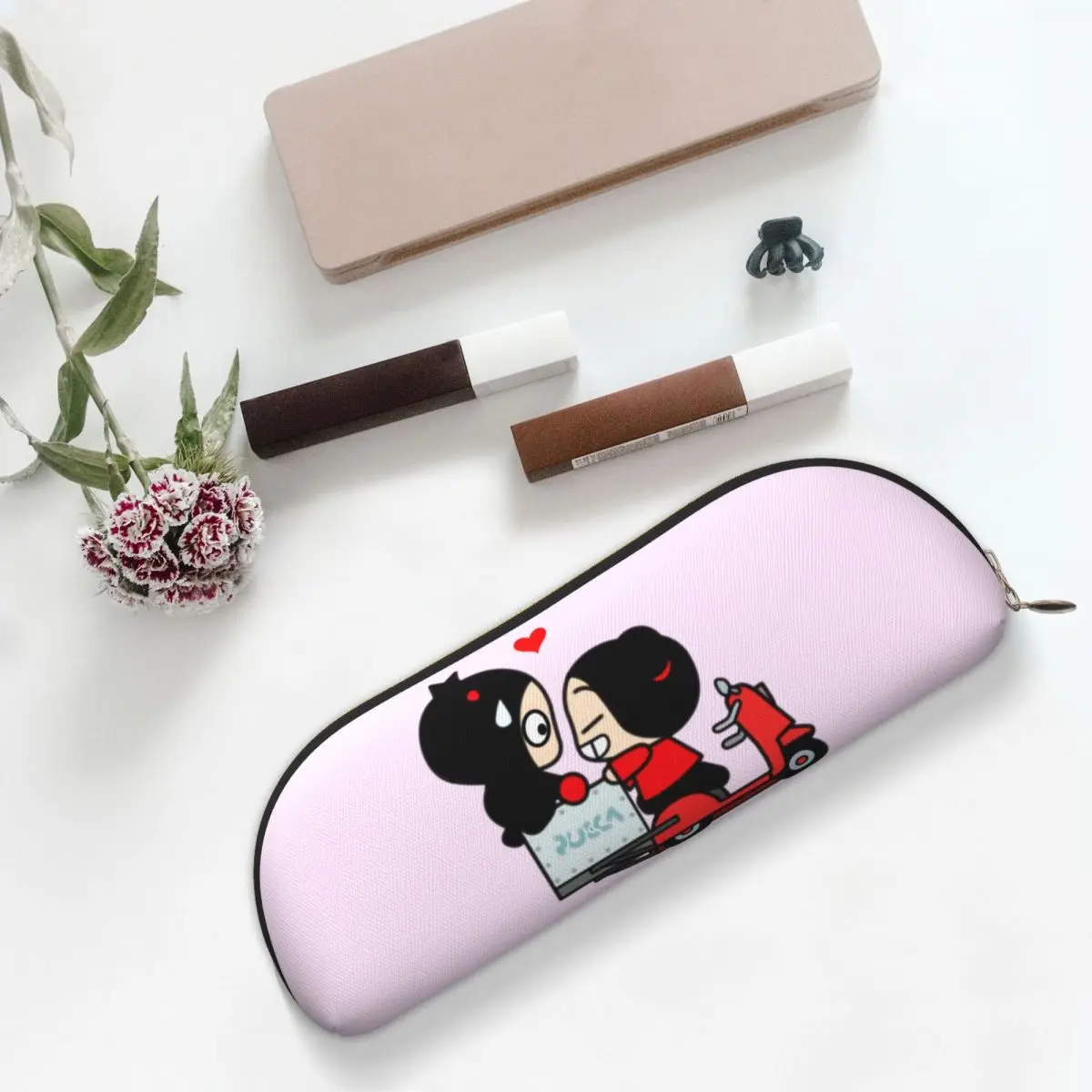 

Pucca X Garu (Scooter) Pencil Cases Pen Holder Storage Stationery Supplies Large Capacity Pen Box Pencil Bag for Studen School