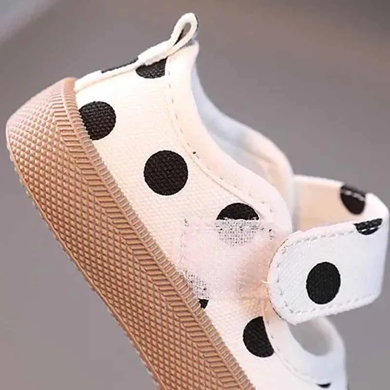 Children\'s Fashion Polka Dot Printed Canvas Shoes Toddler Baby Boys Girls Chic First Walkers Shoes Breathable Casual Sneakers