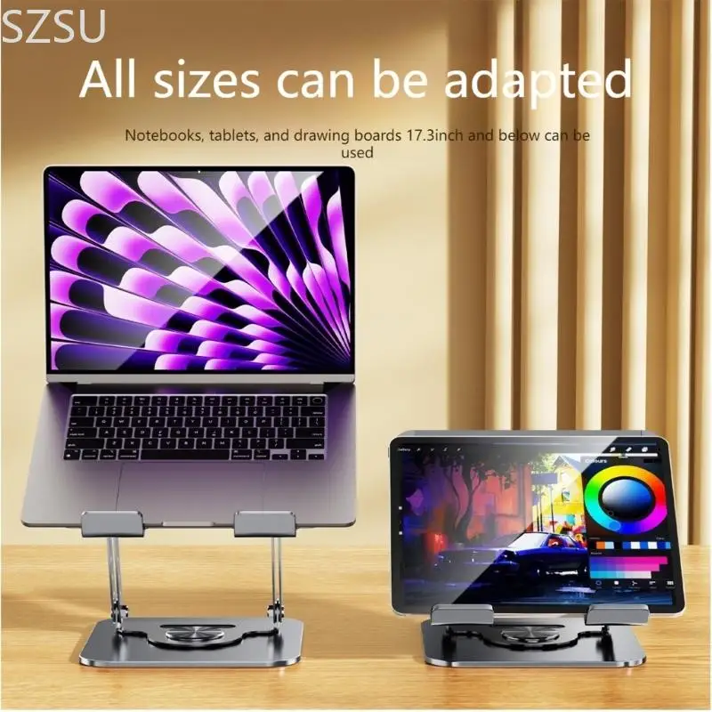 SZSU Laptop Stand Bracket Desk Adjustable Tablet Bracket Foldable 360 Degree Rotatable Desktop Laptop Bracket for Laptop