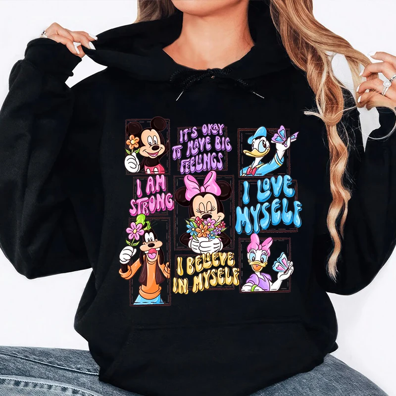 Disney Mickey and Friends Printed Adult Hoodies Sports Sweatshirts Women's Casual Tops