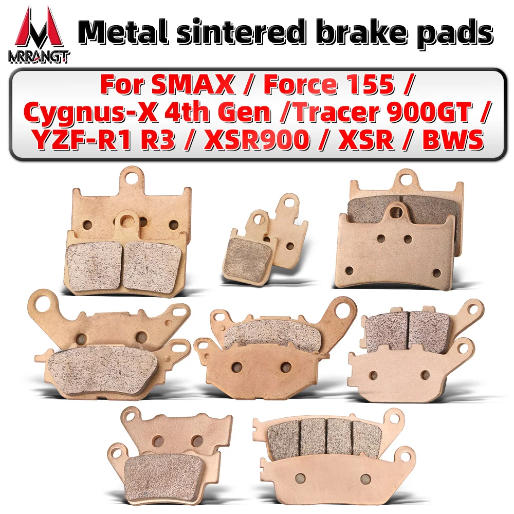 MRRANGT Motorcycle Sintered Metal Brake Pads Set Fits For Yamaha SMAX FORCE155 CygnusX BWSR R1 R3 Tracer900GT XSR900 XS900R