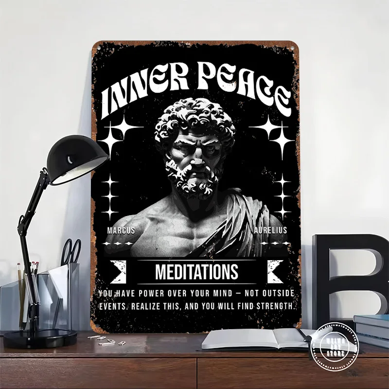Marcus Aurelius Motivation Metal Poster Tin Sign Wall Art Customizable Metal Signs for Home Decoration Vintage Decor Room Items