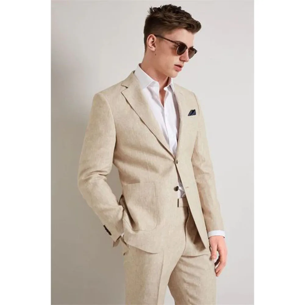 Handsome 2 Pieces Men's Sets Single Breasted Jacket Pants Blazers Blazers Suits Formal Wedding Business Smart Male Clothing