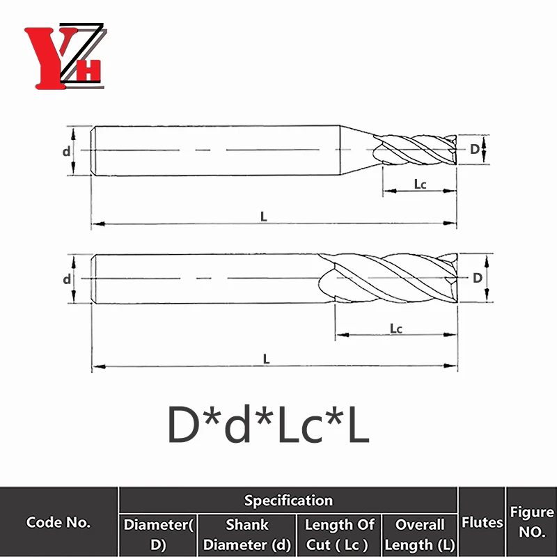 Carbide End Mill HRC45 4 Flutes CNC Tungsten Machine Cutter Tools Square Router Bit 1mm 2mm 4mm 6mm 8mm 10mm 12mm 14mm 16mm 18mm