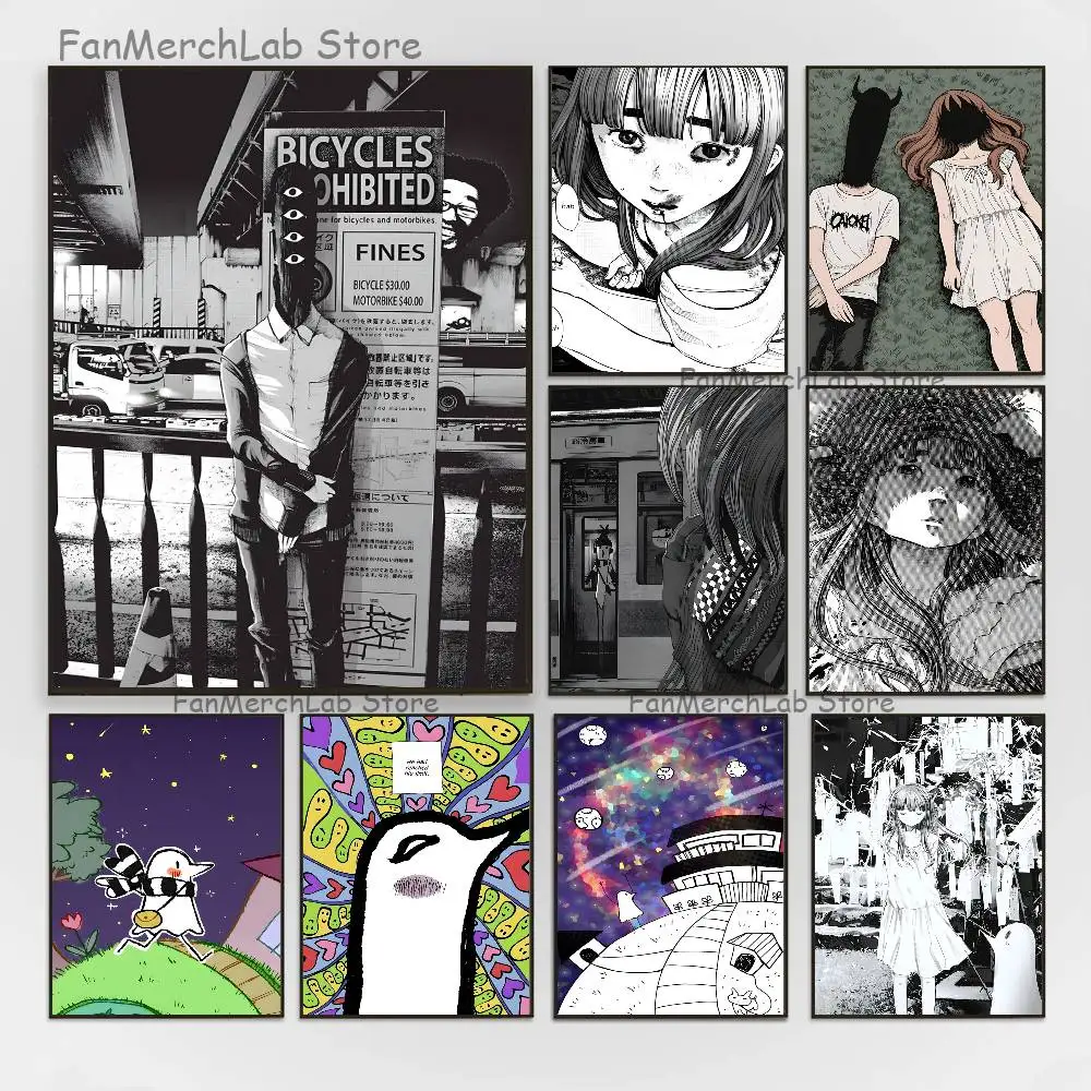 

G-Goodnight Anime P-Punpun Poster Multi-Purpose Wall Art for Living Room Bedroom Office Hallway Bar Home Decor Gift