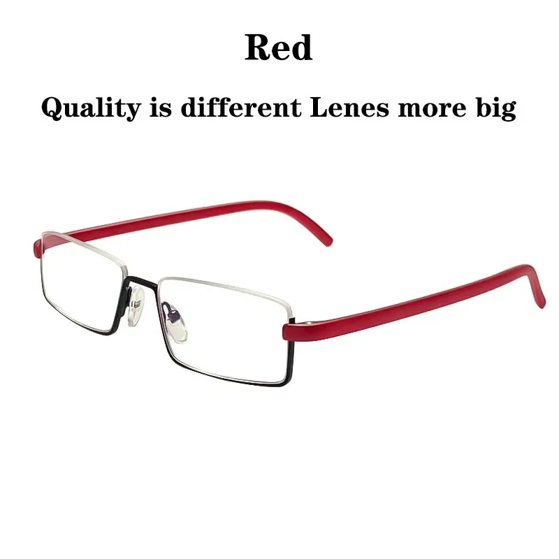 Anti-Blaulicht-Lesebrille für Herren, Retro-Metall-Halbrahmen, quadratische Presbyopie-Brille für Unternehmen, +125+175+225+275 – Detail 6