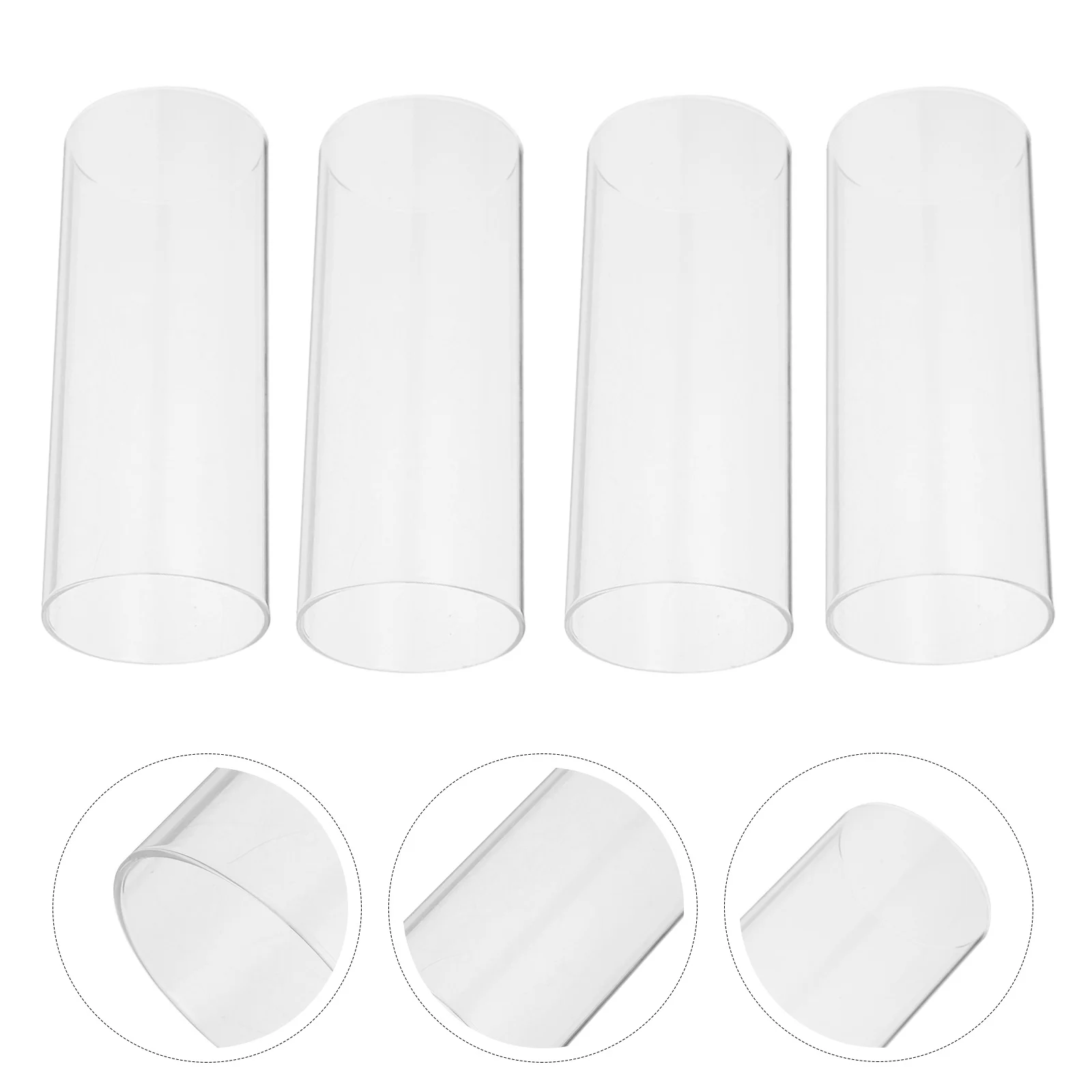 4Pcs Simple Glass Tube Covers Transparent Craft Shades for Gentle Warm Flame Effect Cover Glass Cover Container