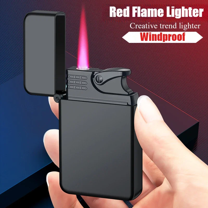 

New Windproof and Waterproof Open Flame Cigar Igniter Metal Lighter for Smokes Red Fire Cigarette Lighters & Smoking Accessories