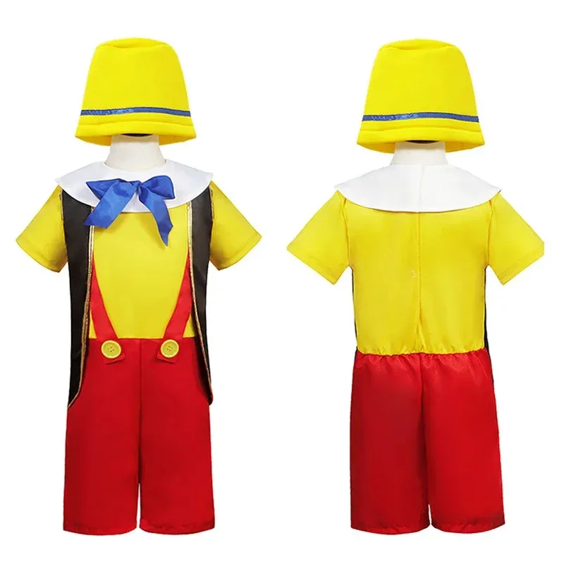 Costume da Pinocchio per Bambini Divertente Costume da Pinocchio Abbigliamento per Bambini Uniforme di Halloween con Naso Libero