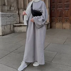 Sweatshirt Abaya Long Dress Women Muslim Daily Wear Plain Simple Islamic Clothing Ramadan Dubai Turkey Casual Hijab Robe Outfits