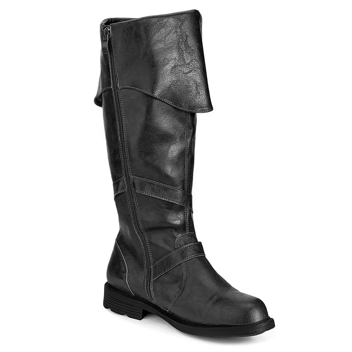 Herren Mittelalterliche Renaissance Piratenstiefel im Gothic-Stil, Schwarz-Braun, Halbhohe Stiefel für Halloween, Cosplay, Party, mit Schnallen, Niedrige Schuhe – Detail 9