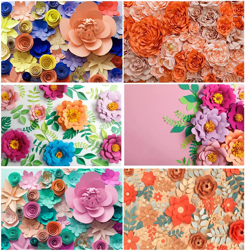 

Birthday Backdrops Paper Flowers Crafts Handmade Decoration Custom Children Portrait Baby Shower Studio Photocall Backgrounds