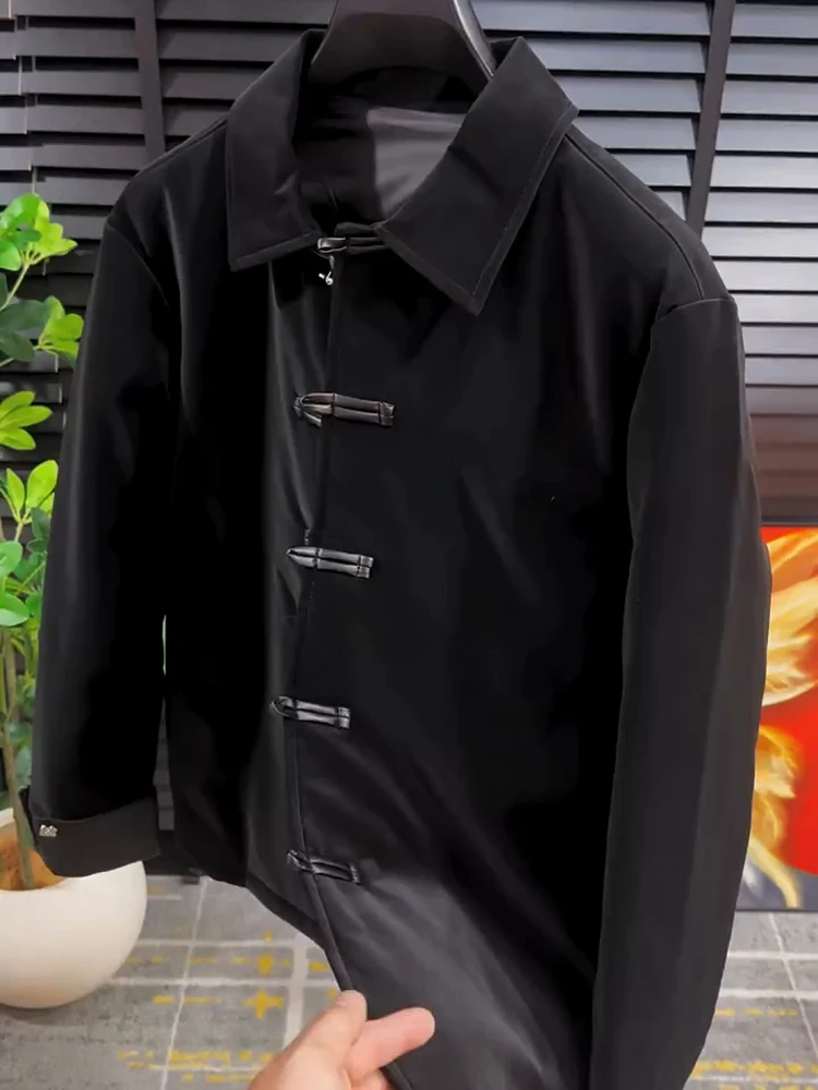 

Faionable Casual Winter down Jaet Youth Leisure Warm Sli Trendy Chinese Tang Suit Coat Ele Sle Flat