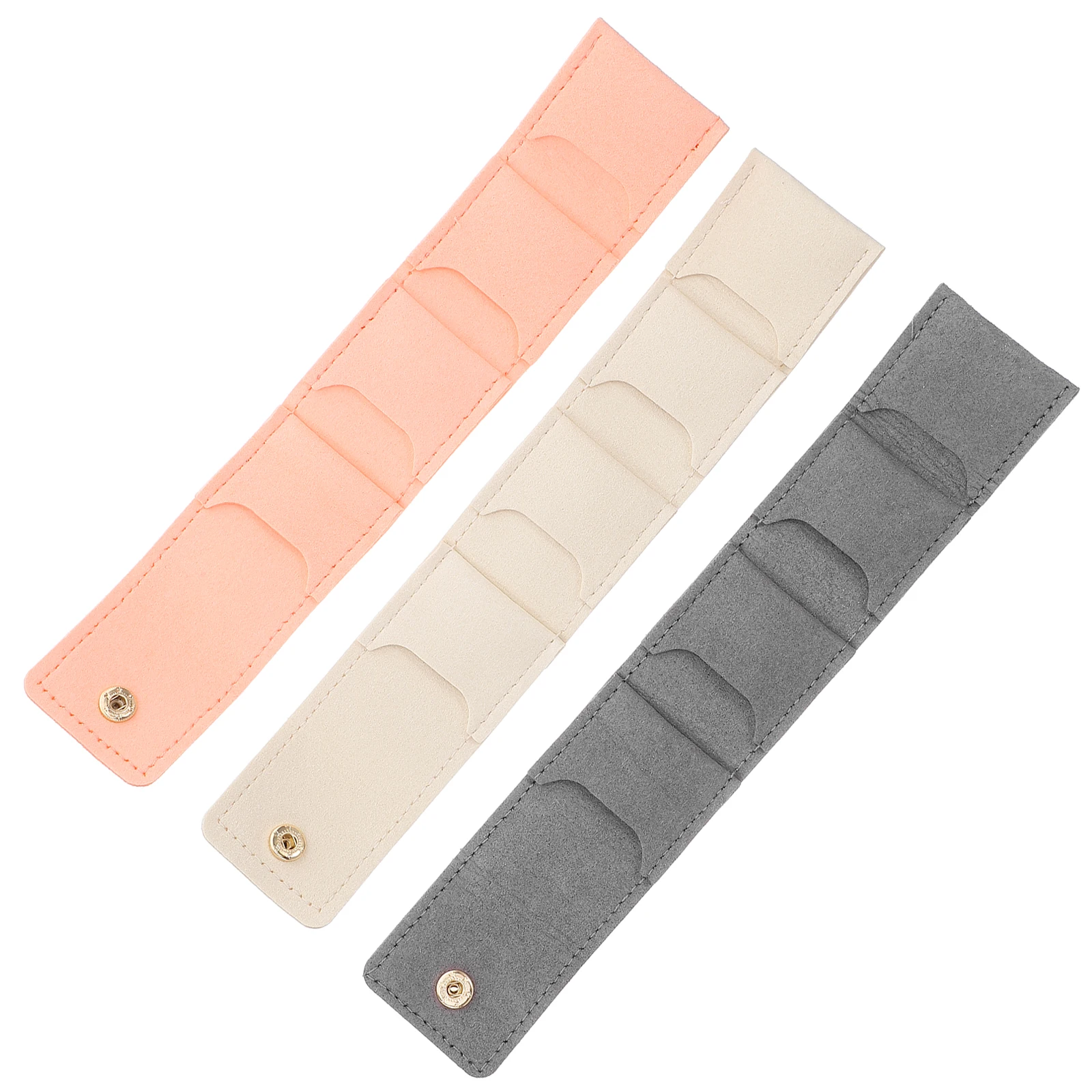 

3Pcs Mini Jewelry Organizer Travel Pouch Soft Faux for Accessories Compact Design with Divided Compartments