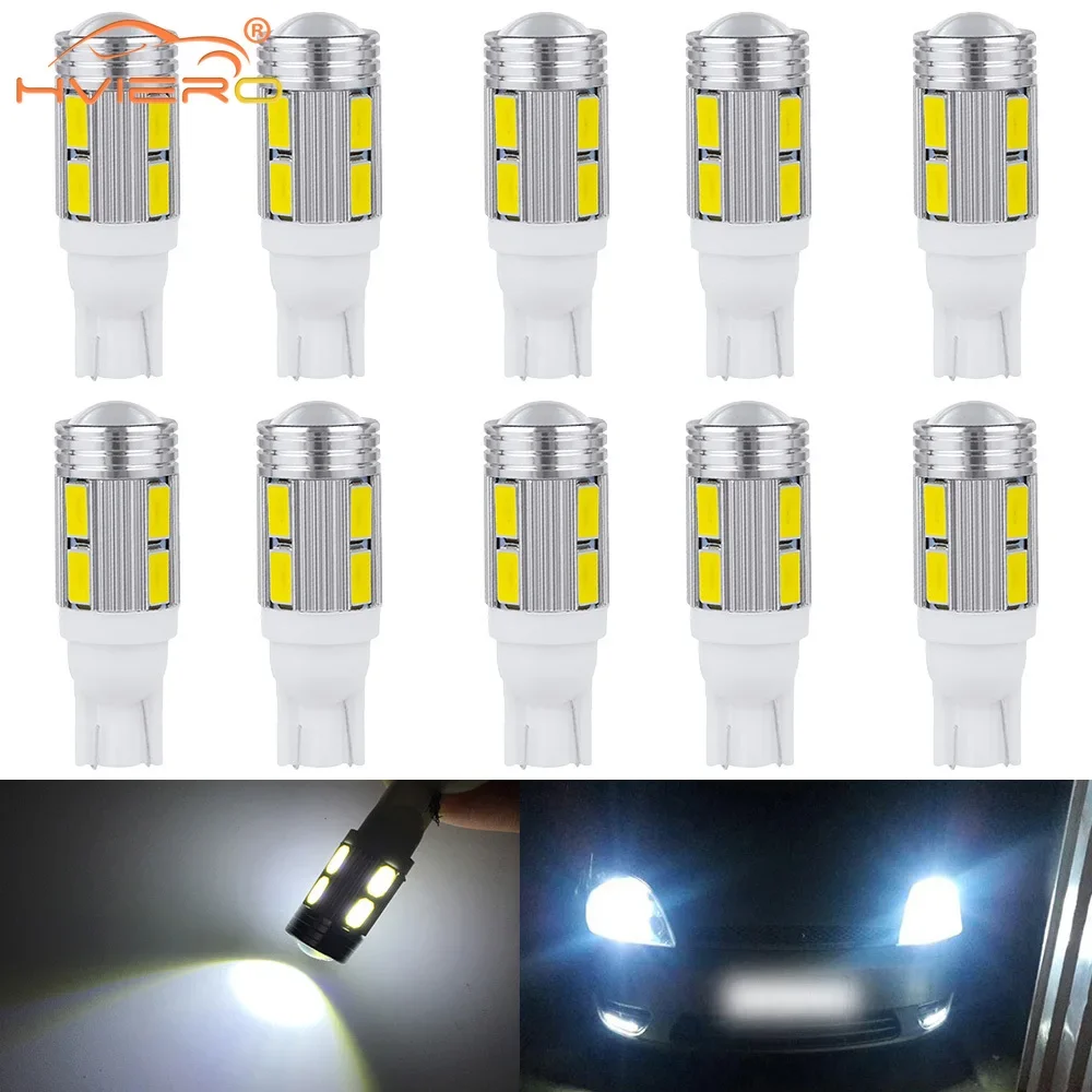 

10X Car LED 12V Parking Turn Signal License Plate Light Wedge Side Marker Reverse Trunk Lamp T10 W5W 10SMD 5630 Multiple Colors