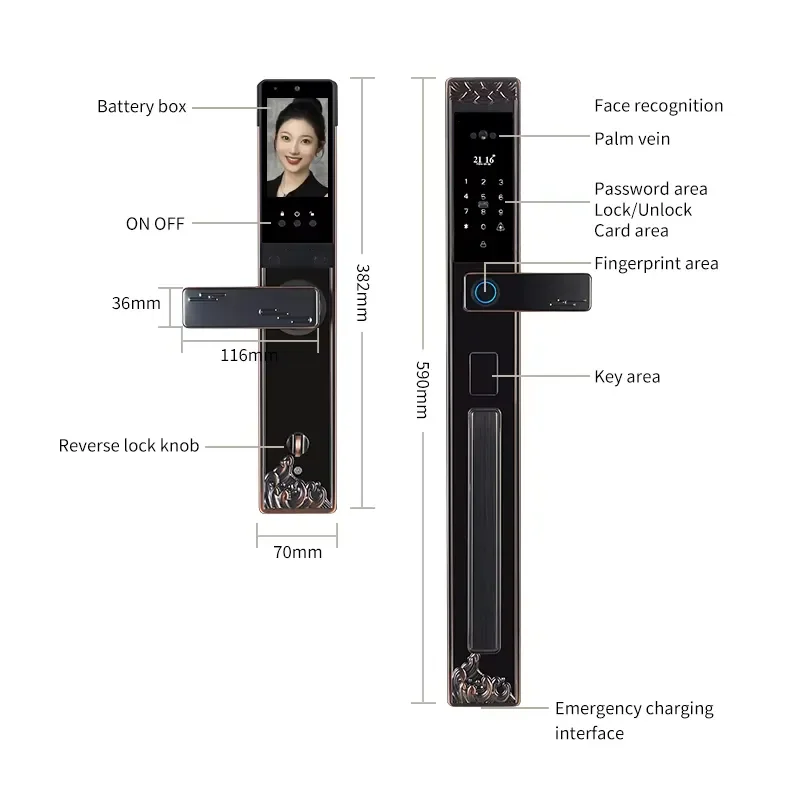 2026 Smart Lock High-End Double Door Password Fingerprint Electronic Lock WiFi Full Automatic Stainless Steel for view 6