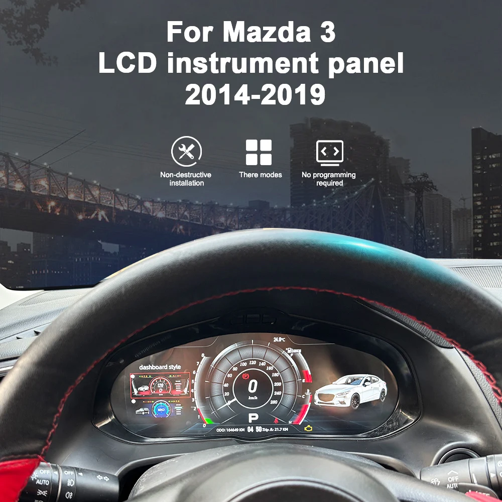 For Mazda 3 Axela 2014‑2019 LCD Digital Instrument Panel Fast Boot Smart Meter Non‑Destructive Plug And Play Multi‑Display Mode