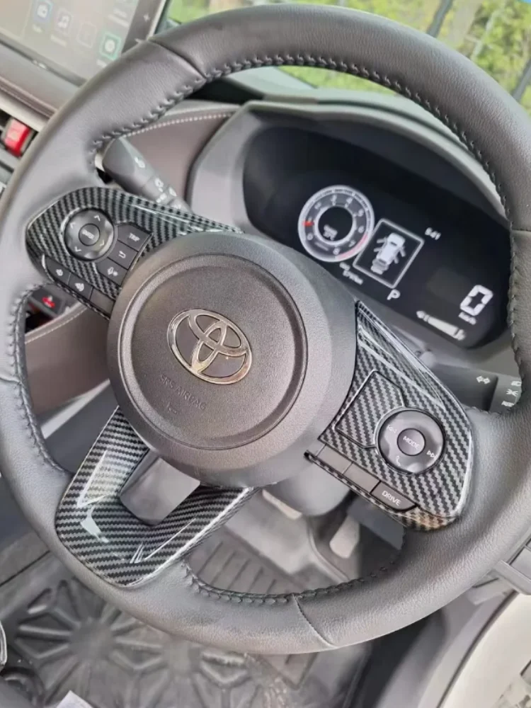 

For Toyota VIOS 2023-2024 ABS CarbonFiber Car Steering Wheel Panel Cover Trim Decoration Frame Sticker Accessories