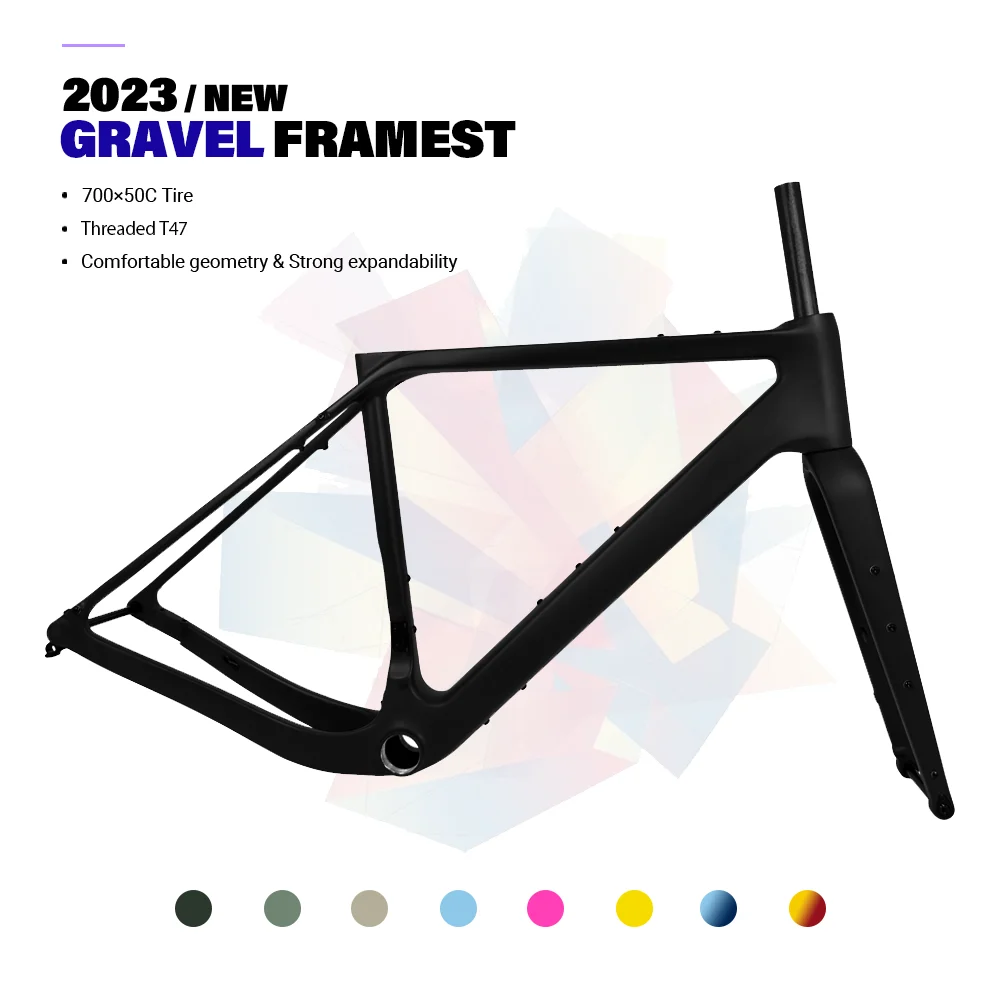 

2023 NEW G30 Carbon Gravel Frame Disc Brake 700C*50C Threaded T47 Full Hidden Cable Gravel Bicycle Frameset Road Bike