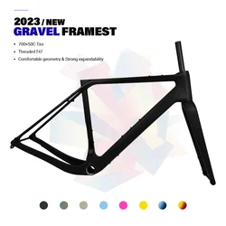 2023 NEW G30 Carbon Gravel Frame Disc Brake 700C*50C Threaded T47 Full Hidden Cable Gravel Bicycle Frameset Road Bike