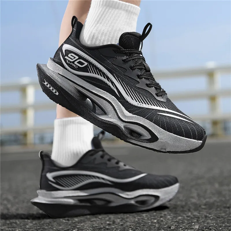 Herren-Freizeitsportschuhe, trendige, dämpfende Laufschuhe mit dicker Sohle, atmungsaktive, leichte Sportschuhe aus Mesh-Material, Laufschuhe mit hoher Dämpfung und weicher Sohle, rutschfest und abriebfest, für Jugendliche und Studenten. – Detail 23