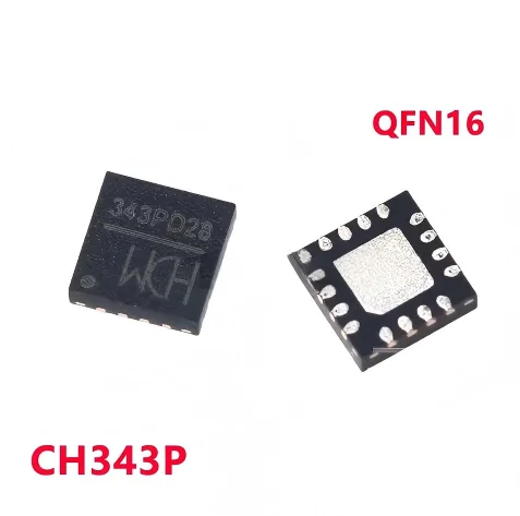 5-100PCS New CH343P QFN16 Silk-screen 343P USB to high-speed serial port chip In Stock