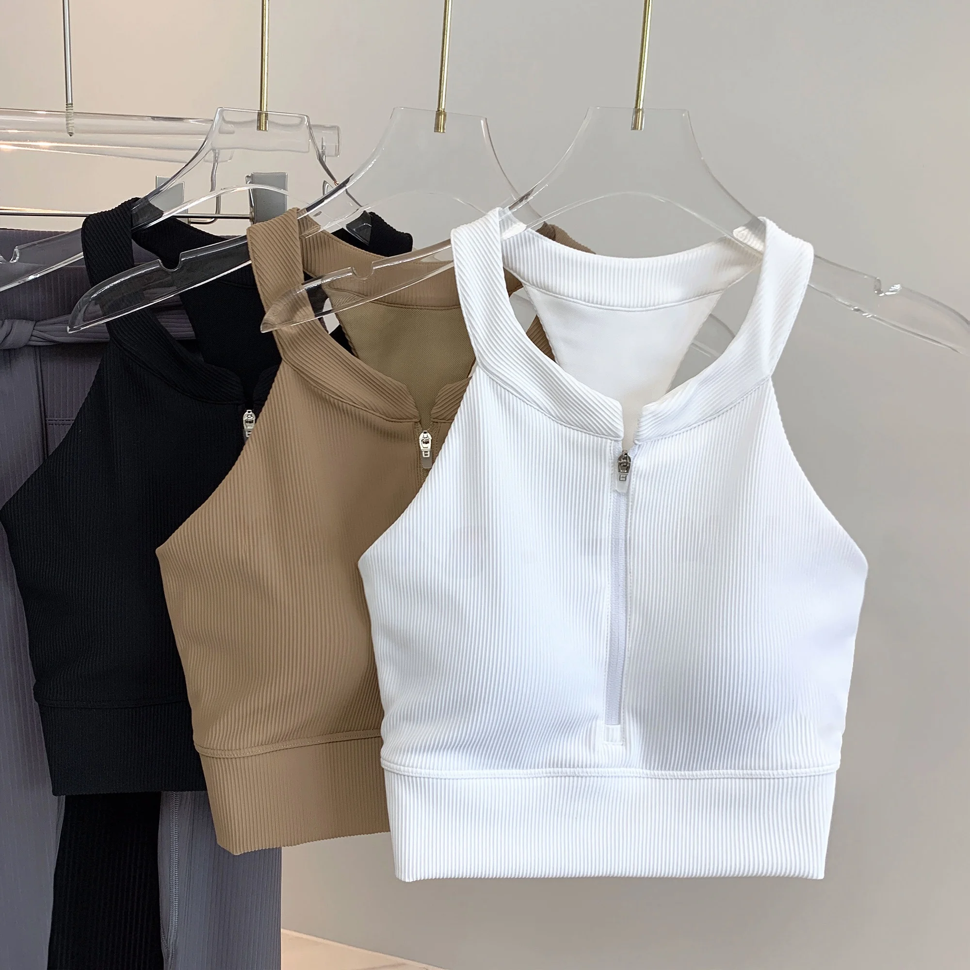 

Faionable American Sle Spicy Girl Slim Fit Svel Vest f Zip Yoga Pilates Sports Top Women Breathable ort Length