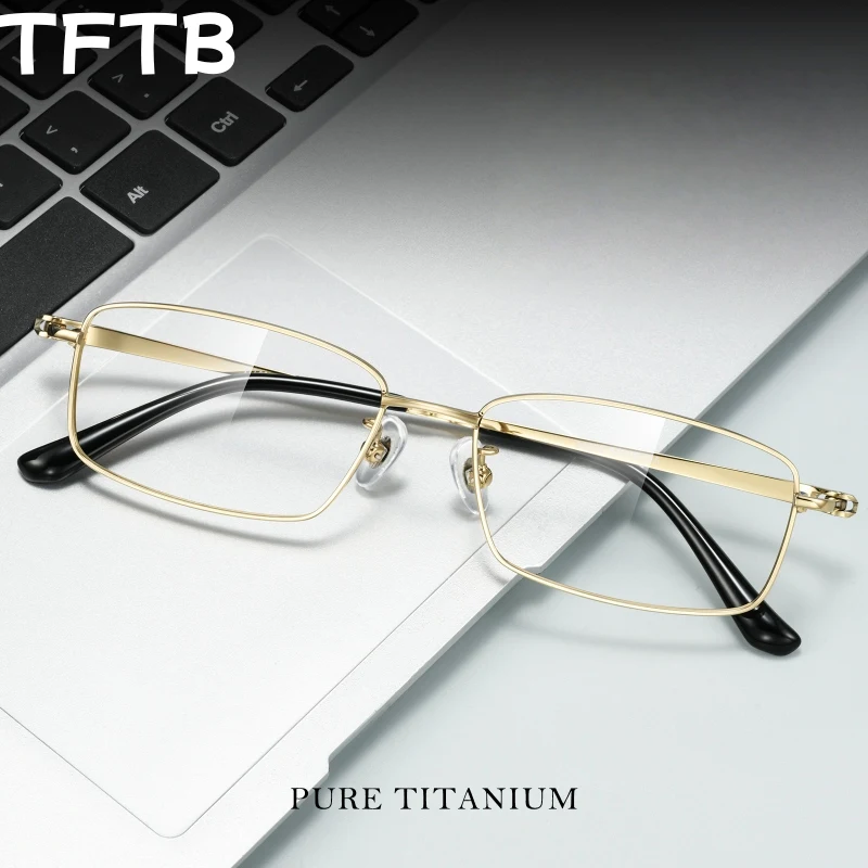 

TFTB Новые роскошные мужские деловые очки из чистого титана, ультралегкие, модные, элитные, ретро, квадратные, маленькие, оправа для очков 89505