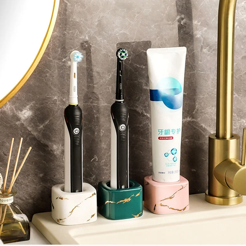 

Electric Toothbrush Holder, Nordic BathroomStorage Rack, Marbled Grain Ceramic Toothbrush Base Stand