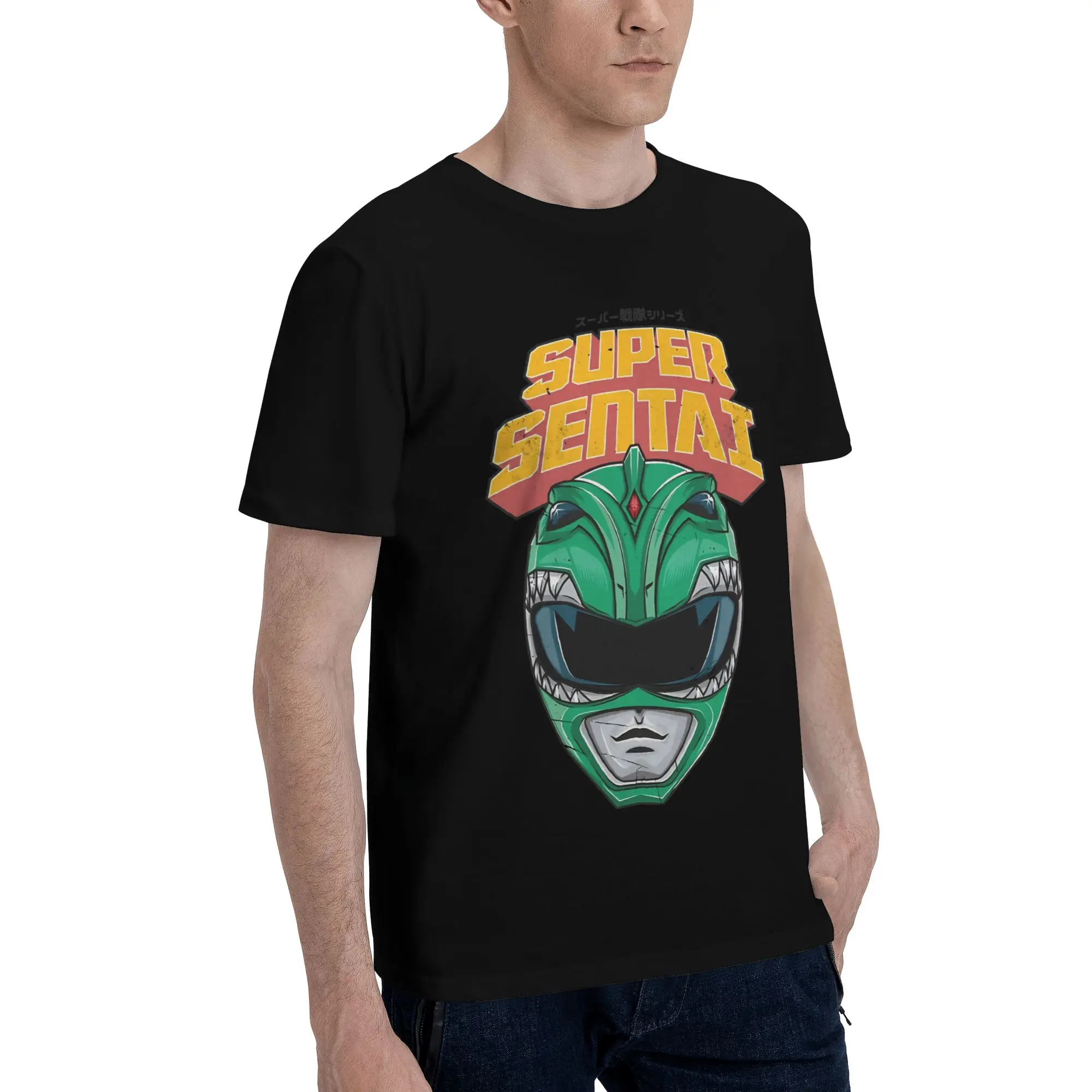 Super sentai    green ranger  Graphic Funny 100% Cotton T-Shirt Bandai Kamen Rider Tees Tops For Men