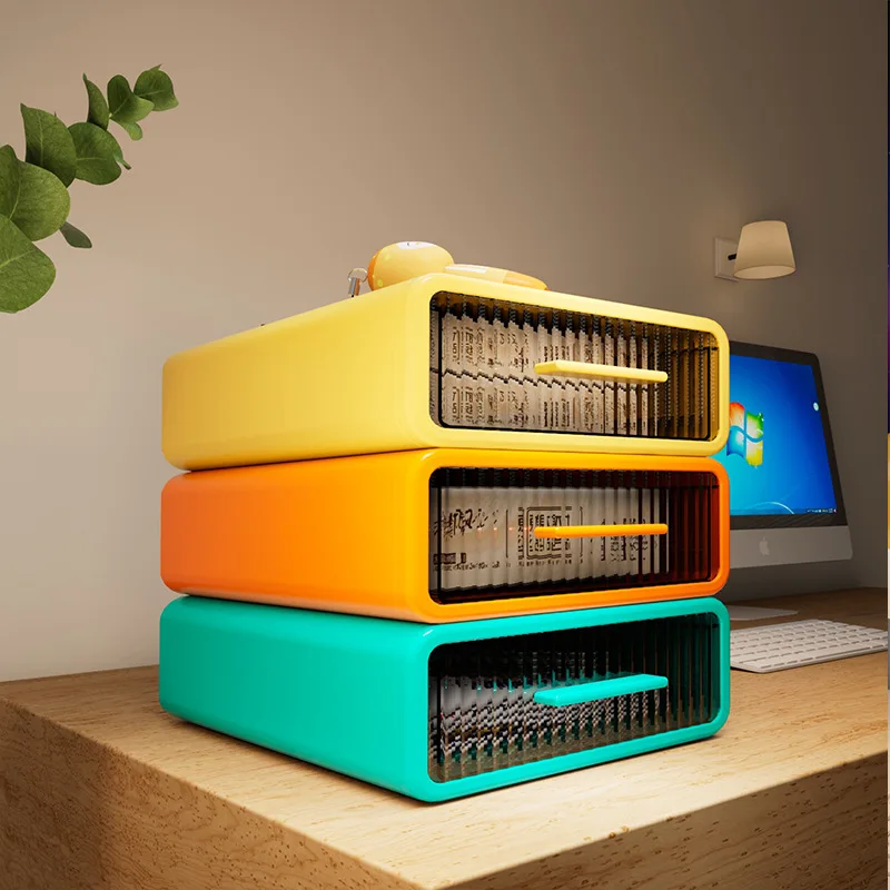 Storage Drawers Desk Organizer Document Sundries Holder Cosmetic Desktop Storage Box Cabinet Home Office Stationery Stackable