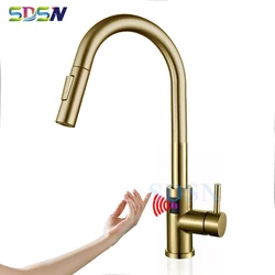 Sensor Digital Kitchen Faucet with Pull Down Hot Cold Pull Out Kitchen Sink Mixer Tap Smart Digital Sensor Kitchen Faucets Tap