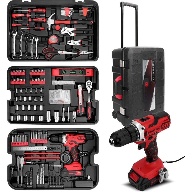 Home Tool Set Kit - 286 PCS Home Auto Repair Tool Kit , Mechanic Tool Sets with 21V Max Cordless Power drill