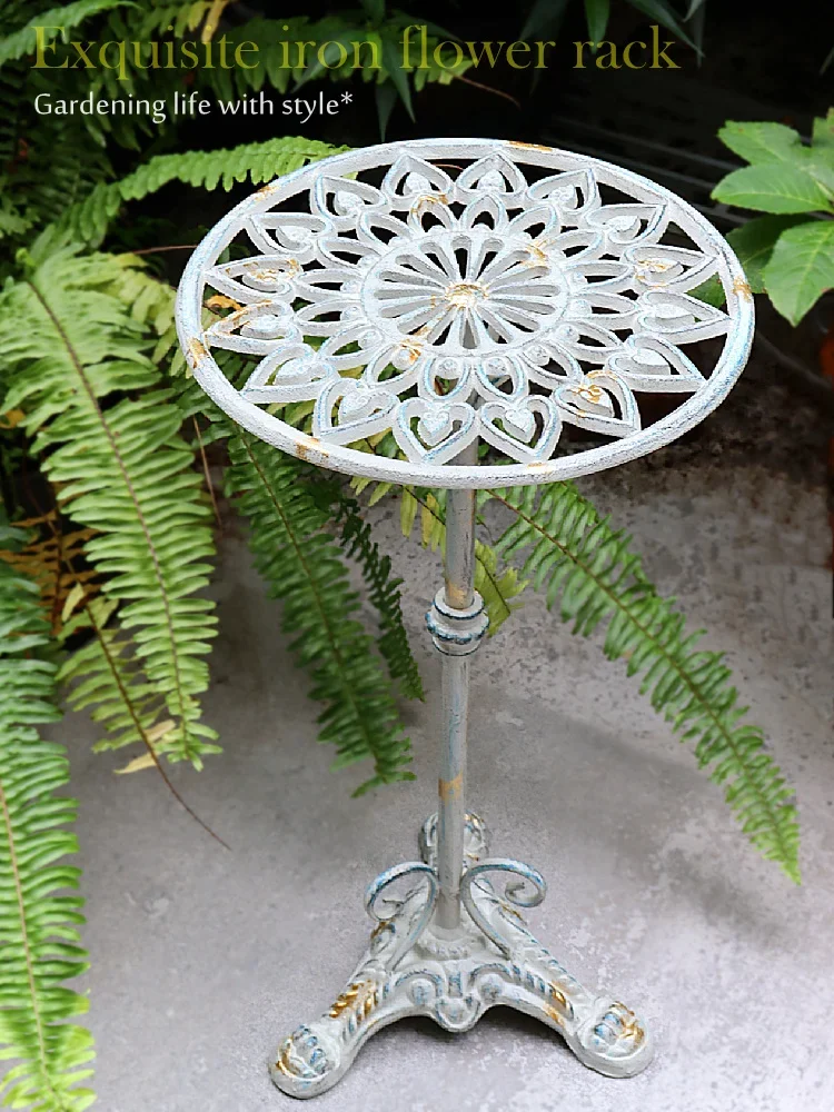 Vintage Do Old Stand for Flowers Iron Art Floor Plant Shelves Balcony Decoration Storage Shelf Stable Durable Indoor Gardening