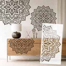40cm - 80cm Stencil Wall For Painting Decor Plaster Decorative Template Furniture Makers Putty Decors Round Flower Mandala S314