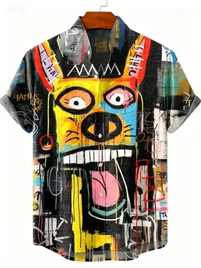 2026 Party Short Sleeve Shirt Road Animal Pattern Printed Short Sleeve Button Shirt Summer Fashion Casual Style image 4